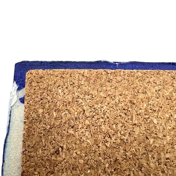 Coasters Lot 4 Art Glass Tiles Blue Green Abstract Artisan Square Cork 4.25 Inch - Picture 10 of 12